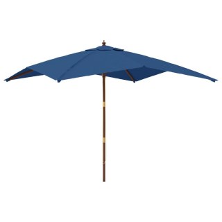 VidaXL Parasol ogrodowy na drewnianym słupku, lazurowy, 300x300x273 cm