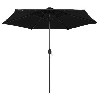 VidaXL Parasol ogrodowy z LED i aluminiowym słupkiem, 270 cm, czarny