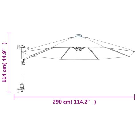 VidaXL Ścienny parasol ogrodowy, żółty, 290 cm