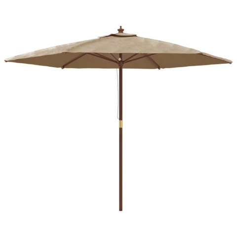 VidaXL Parasol ogrodowy na drewnianym słupku, kolor taupe, 299x240 cm