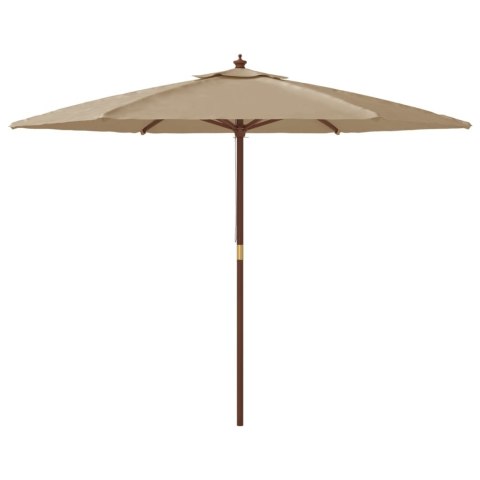 VidaXL Parasol ogrodowy na drewnianym słupku, kolor taupe, 299x240 cm