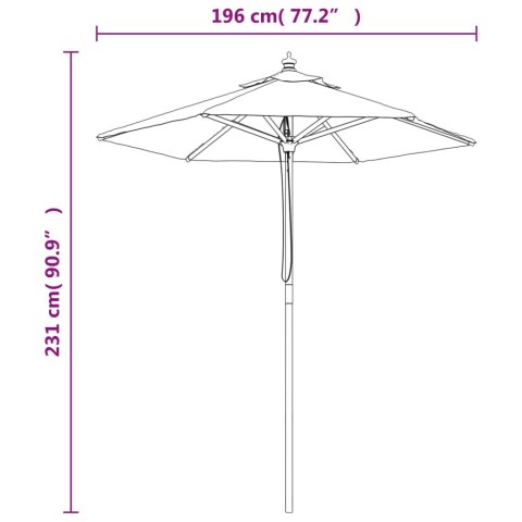 VidaXL Parasol ogrodowy na drewnianym słupku, terakotowy, 196x231 cm