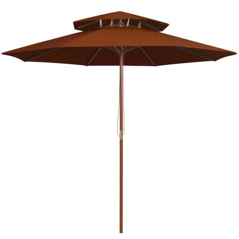 VidaXL Parasol ogrodowy z dwupoziomową czaszą, terakota, 270 cm