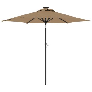 VidaXL Parasol ogrodowy LED, stalowy słupek, taupe, 225x225x212 cm