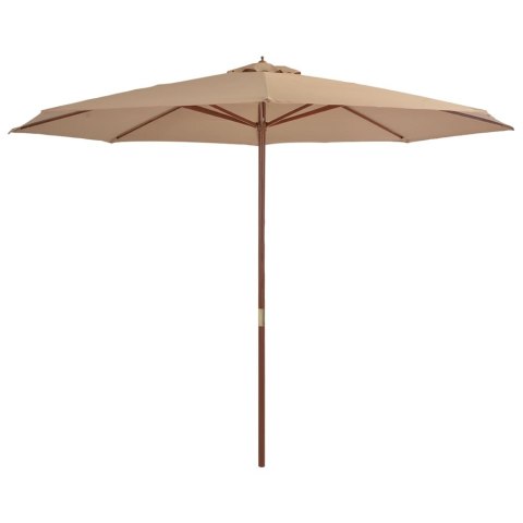 VidaXL Parasol ogrodowy na drewnianym słupku, 350 cm, taupe