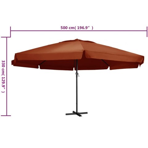 VidaXL Parasol ogrodowy na słupku aluminiowym, 600 cm, terakota