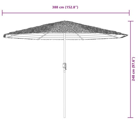 VidaXL Parasol ogrodowy na stalowym słupku, zielony, 388x388x248 cm