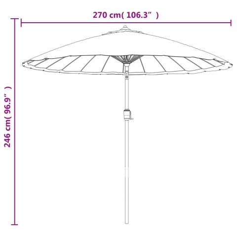 VidaXL Parasol ogrodowy na słupku aluminiowym, 270 cm, czarny