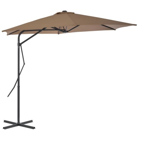 VidaXL Parasol ogrodowy na słupku stalowym, 300 cm, kolor taupe