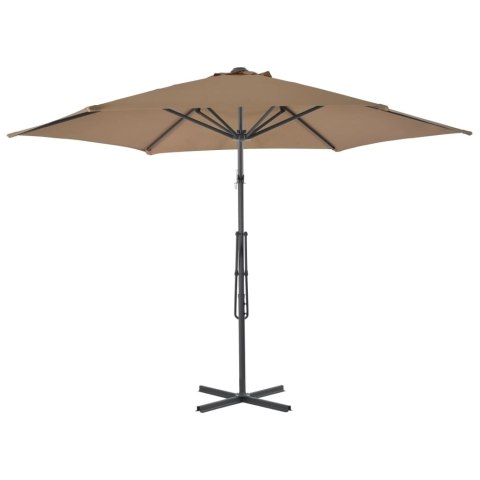 VidaXL Parasol ogrodowy na słupku stalowym, 300 cm, kolor taupe