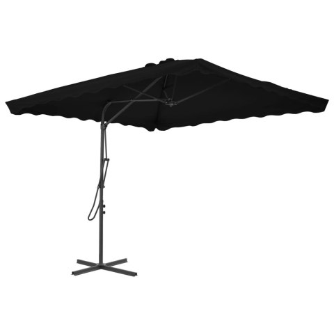 VidaXL Parasol ogrodowy na stalowym słupku, czarny, 250x250x230 cm