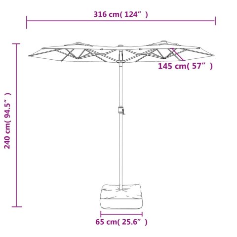 VidaXL Parasol ogrodowy podwójny, piaskowa biel, 316x240 cm