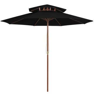 VidaXL Parasol ogrodowy z dwupoziomową czaszą, czarny, 270 cm