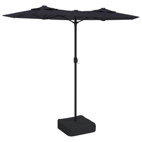 VidaXL Parasol ogrodowy podwójny z LED, czarny, 316x240 cm