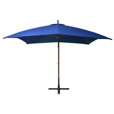 VidaXL Parasol ogrodowy wiszący, na jodłowym słupku, lazurowy, 3x3 m