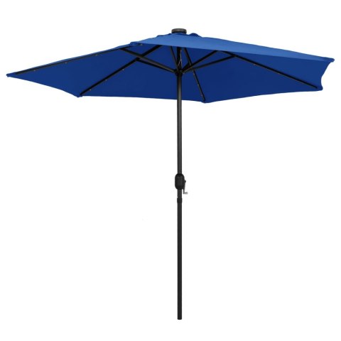 VidaXL Parasol ogrodowy z LED i aluminiowym słupkiem, 270 cm, lazurowy