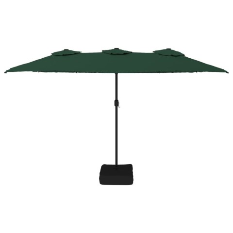 VidaXL Podwójny parasol ogrodowy z LED, zielony, 449x245 cm