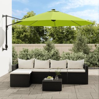 VidaXL Ścienny parasol ogrodowy z LED, zielony, 290 cm