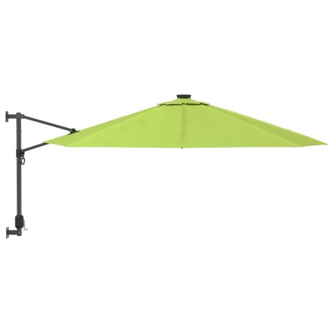 VidaXL Ścienny parasol ogrodowy z LED, zielony, 290 cm