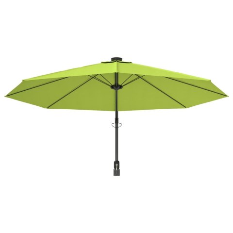 VidaXL Ścienny parasol ogrodowy z LED, zielony, 290 cm