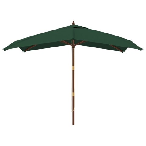 VidaXL Parasol ogrodowy na drewnianym słupku, zielony, 300x300x273 cm