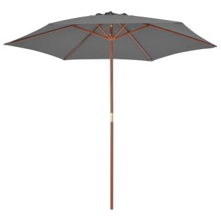 VidaXL Parasol ogrodowy na drewnianym słupku, 270 cm, antracytowy