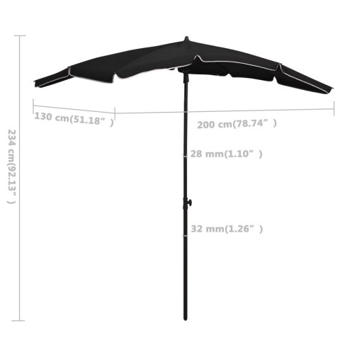 VidaXL Parasol ogrodowy na słupku, 200x130 cm, czarny