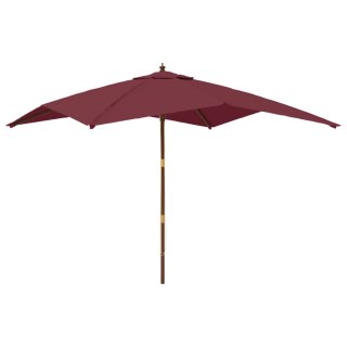 VidaXL Parasol ogrodowy na drewnianym słupku, bordowy, 300x300x273 cm