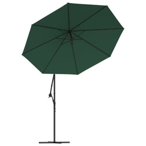 VidaXL Parasol ogrodowy wiszący, światła LED, 300 cm, metal, zielony