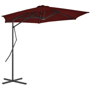 VidaXL Parasol ogrodowy na stalowym słupku, bordowy, 300x230 cm