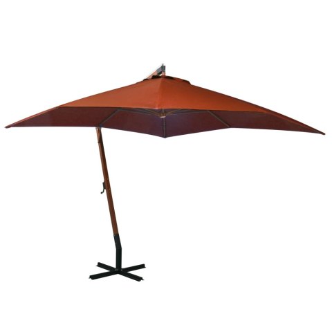 VidaXL Parasol ogrodowy wiszący, na jodłowym słupku, terakota, 3x3 m