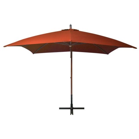 VidaXL Parasol ogrodowy wiszący, na jodłowym słupku, terakota, 3x3 m