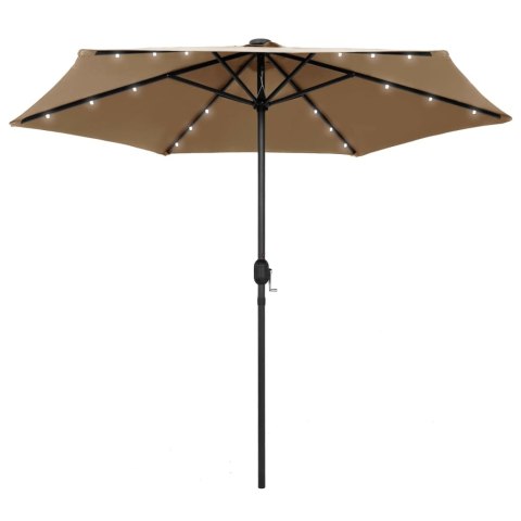 VidaXL Parasol ogrodowy z LED i aluminiowym słupkiem, 270 cm, taupe