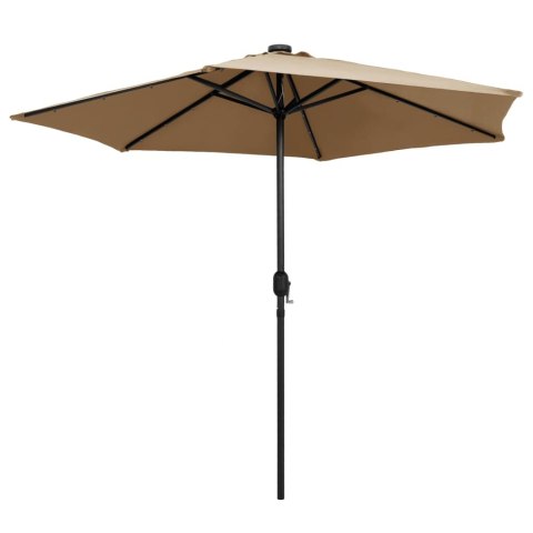 VidaXL Parasol ogrodowy z LED i aluminiowym słupkiem, 270 cm, taupe