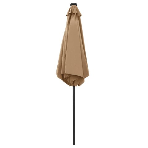 VidaXL Parasol ogrodowy z LED i aluminiowym słupkiem, 270 cm, taupe