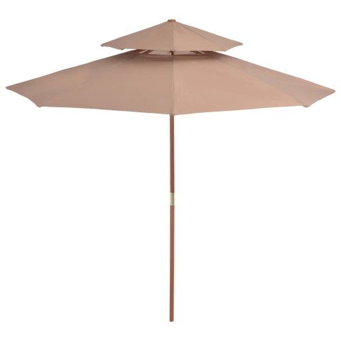 VidaXL Parasol ogrodowy z podwójnym daszkiem, 270 cm, taupe