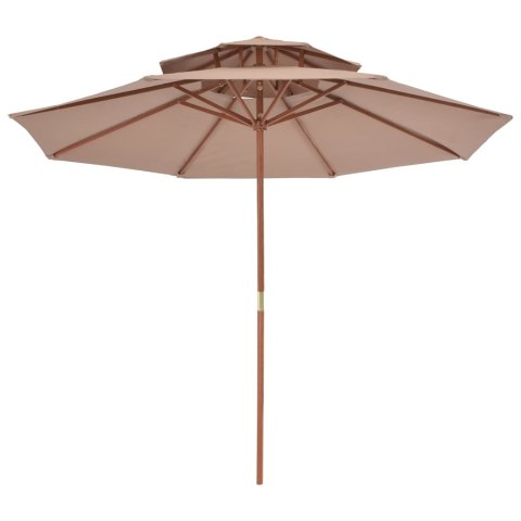 VidaXL Parasol ogrodowy z podwójnym daszkiem, 270 cm, taupe