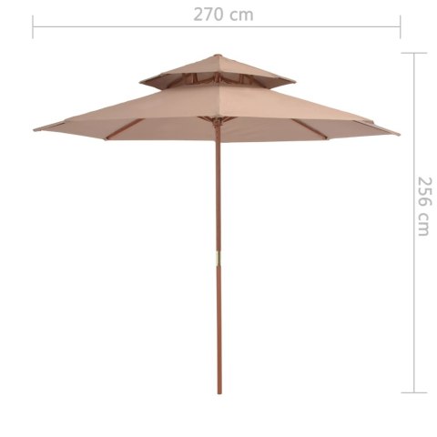 VidaXL Parasol ogrodowy z podwójnym daszkiem, 270 cm, taupe