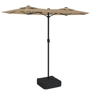 VidaXL Parasol ogrodowy podwójny z LED, taupe, 316x240 cm