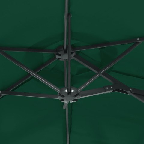 VidaXL Parasol ogrodowy podwójny z LED, zielony, 316x240 cm