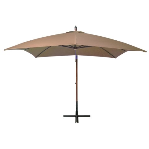 VidaXL Parasol ogrodowy wiszący, na jodłowym słupku, taupe, 3x3 m