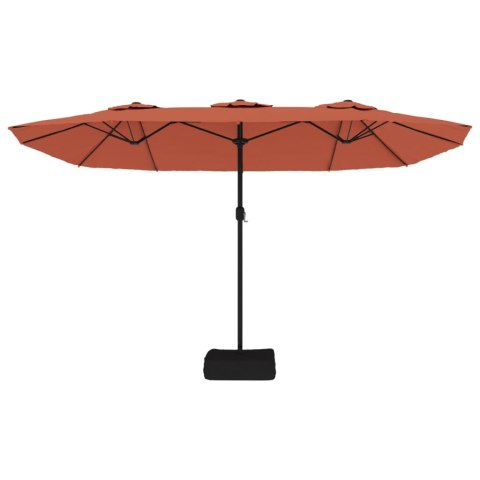 VidaXL Podwójny parasol ogrodowy z LED, terakotowy, 449x245 cm