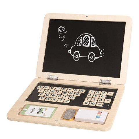 TOOKY TOY Drewniany Laptop Układanka Montessori Puzzle Nauka Literek Pisania Tablica Suchościeralna 58 el. Tooky Toy