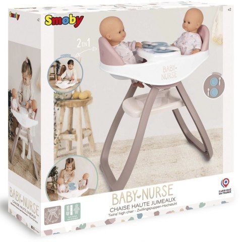 SMOBY Baby Nurse Krzesełko do Karmienia dla Bliźniąt Lalek Smoby