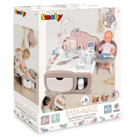 SMOBY Baby Nurse Elektroniczny Duży Kącik Opiekunki dla Lalki 19 akcesoriów Smoby