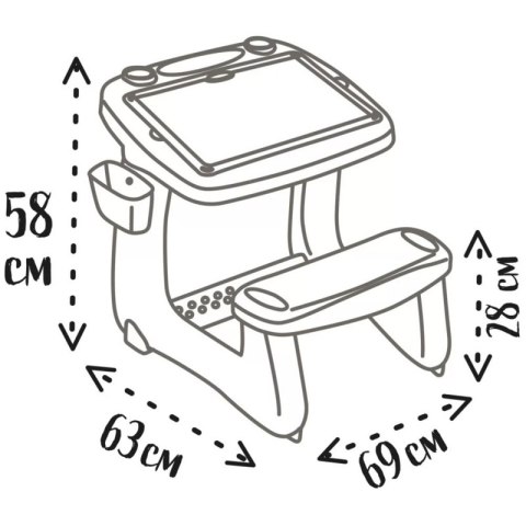 SMOBY Dwustronne Biurko Ławka Tablica 2w1 + 80 akcesoriów Smoby