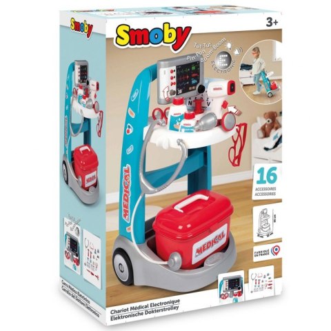 SMOBY Elektroniczny Wózek Medyczny Lekarski 16 akcesoriów Smoby