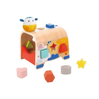 TOOKY TOY Drewniany Sorter Kształtów Krówka Klocki Kształty 6 el. Tooky Toy