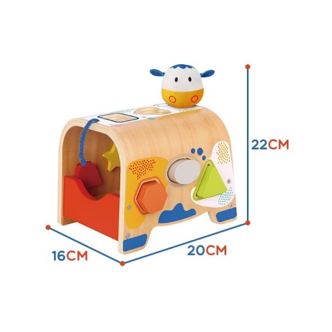 TOOKY TOY Drewniany Sorter Kształtów Krówka Klocki Kształty 6 el. Tooky Toy