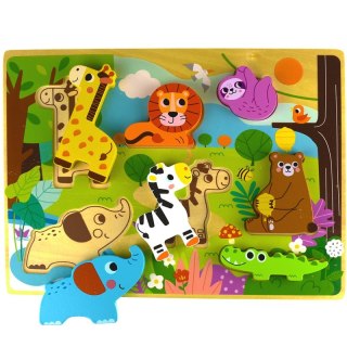 Tooky Toy Drewniane Puzzle Montessori Zwierzątka w Lesie Dopasuj Kształty Tooky Toy